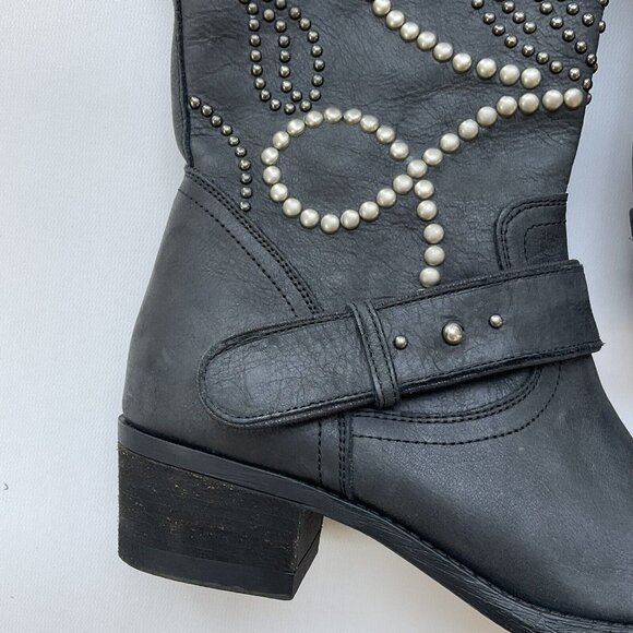Guess Women’s Esperanza Western Studded Leather Boots In Black Size 5.5 - Picture 5 of 14